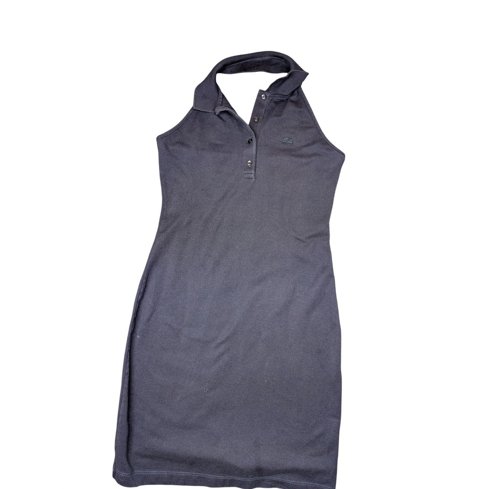 Lacoste Womens Navy Blue Halter Neck Polo Top Pique Cotton Crocodile 38